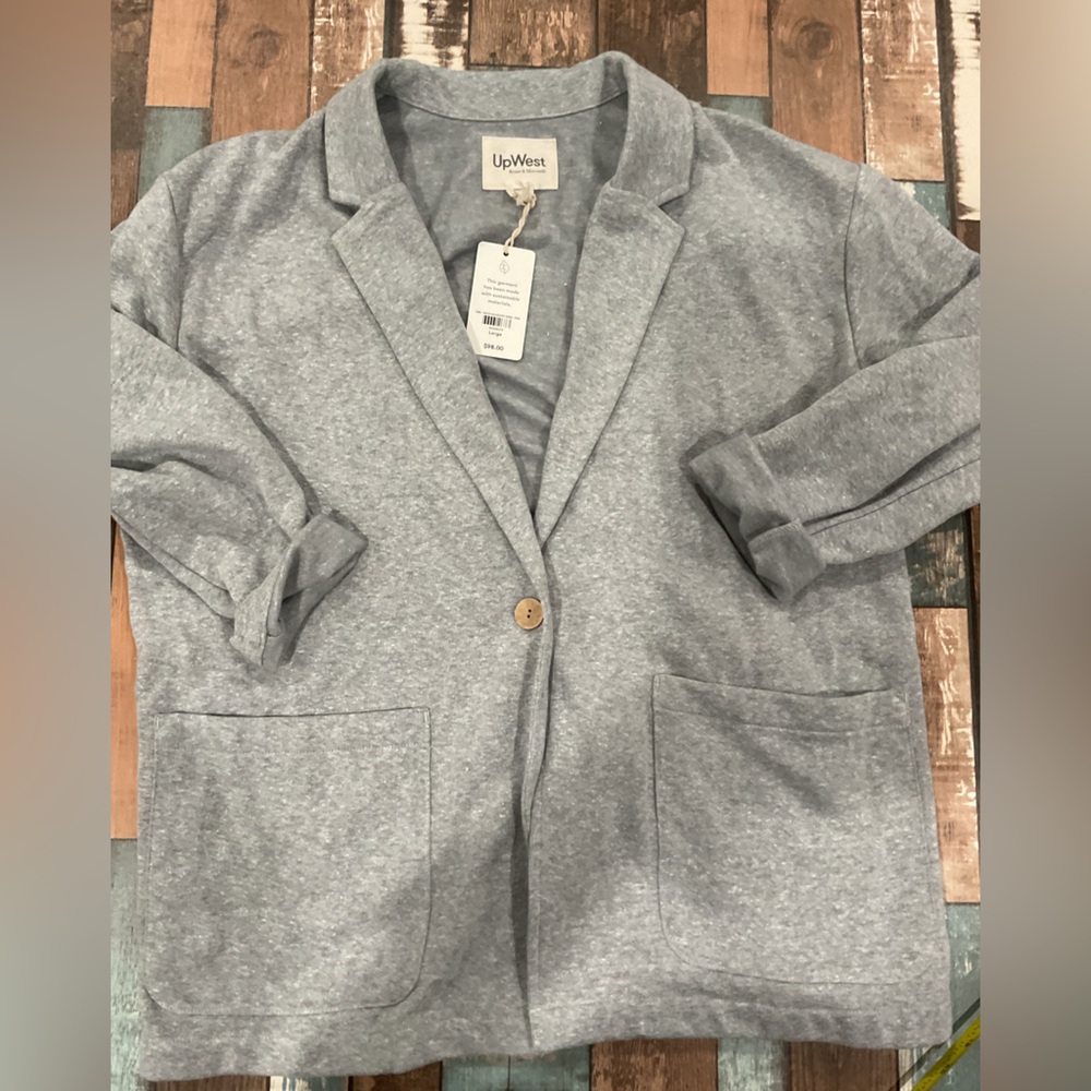 Up west gray blazer sweatshirt size large NWT